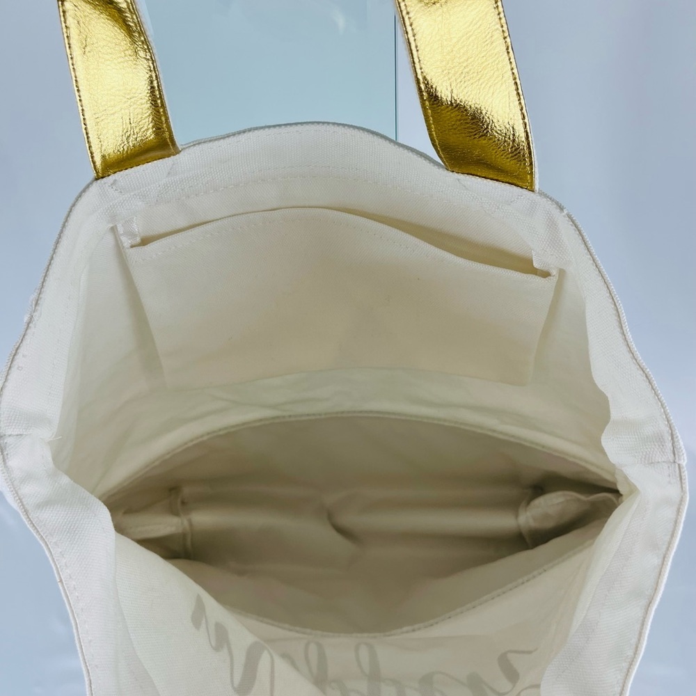 NWT Jade & Deer “Make It Happen" Tote Bag with Zip Pouch Wallet Cream Gold - Picture 4 of 16